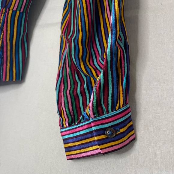 Maeve By Anthropology Multicolor V Neck Wrap Long Sleeve Top w/ Tie Size 4 Small - Picture 12 of 12